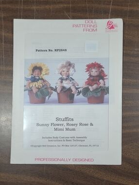 Bell Ceramics Stuffits Doll Pattern RP2848 - Flower Dolls